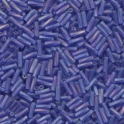Miyuki Bugle Beads Stäbchen gedreht 6mm 0177F transparent rainbow matt Cobalt ca10gr